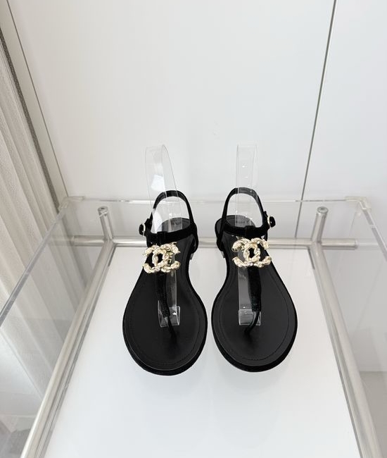 Chanel Premium Suede Low Heel Sandals Italian Leather Sole