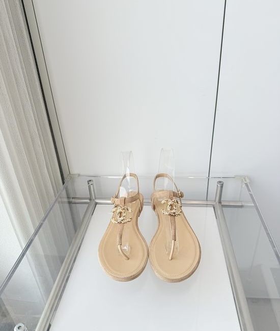Chanel Premium Sheepskin Low Heel Sandals Italian Leather Sole