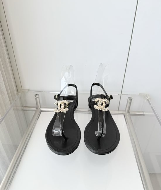 Chanel Premium Sheepskin Low Heel Sandals Italian Leather Sole
