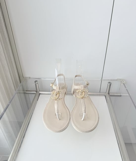 Chanel Premium Suede Low Heel Sandals Italian Leather Sole