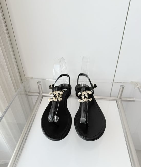 Chanel Premium Sheepskin Low Heel Sandals Italian Leather Sole
