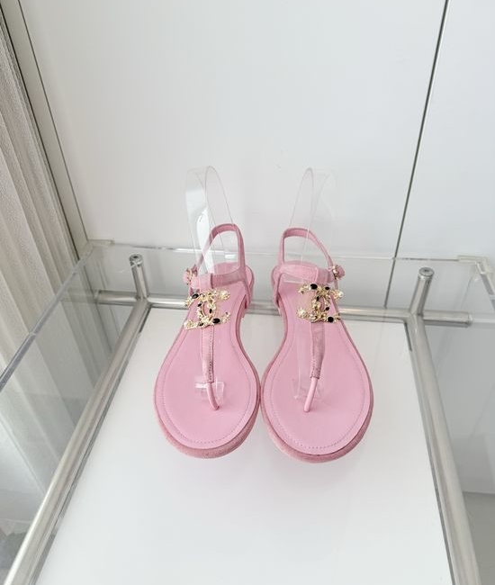 Chanel Premium Suede Low Heel Sandals Italian Leather Sole