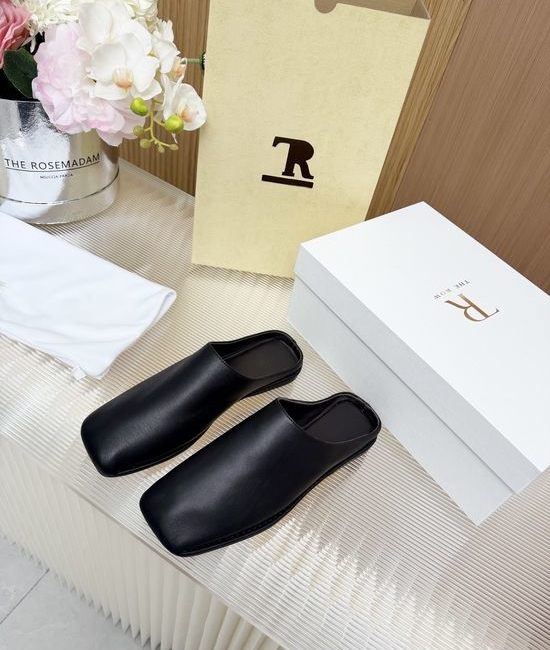 The Row Minimalist Suede Closed Toe Flat Mule Slippers Comfortable