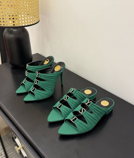 Yves Saint Laurent YSL Elegant Silk Upper Heeled Sandals With Logo Heel
