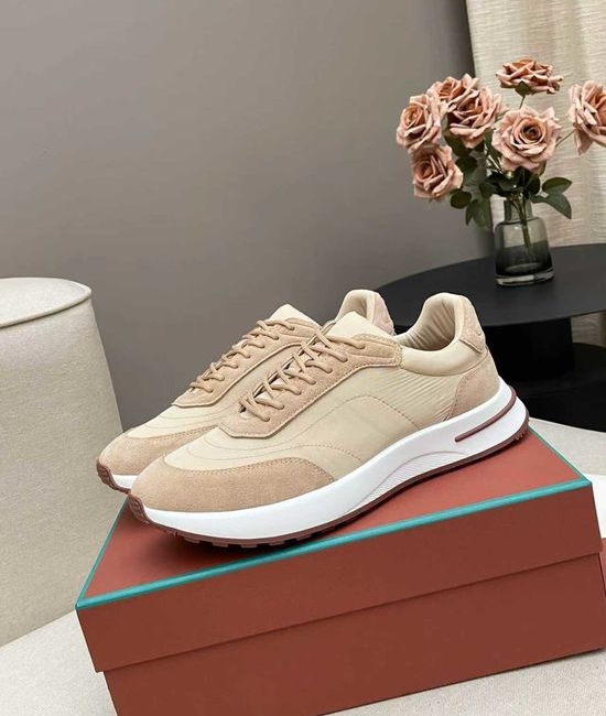 Loro Piana Low Top Sneakers Breathable Knit Upper Non-slip Sole