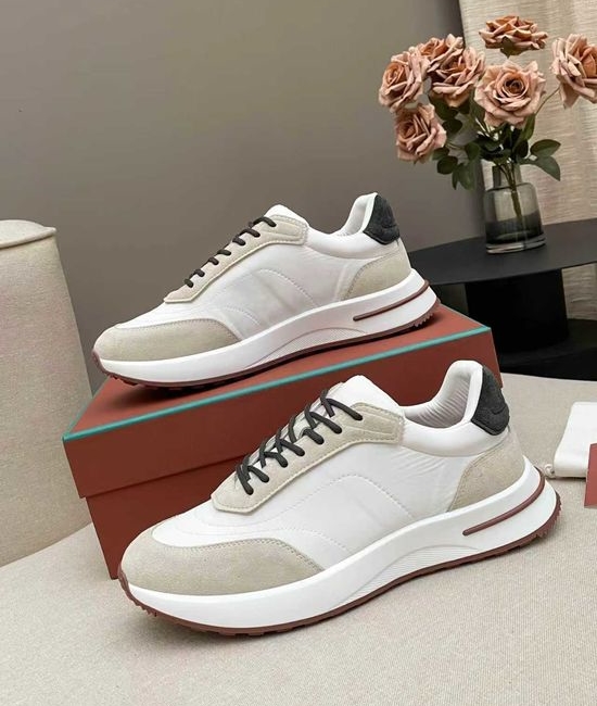 Loro Piana Low Top Sneakers Breathable Knit Upper Non-slip Sole
