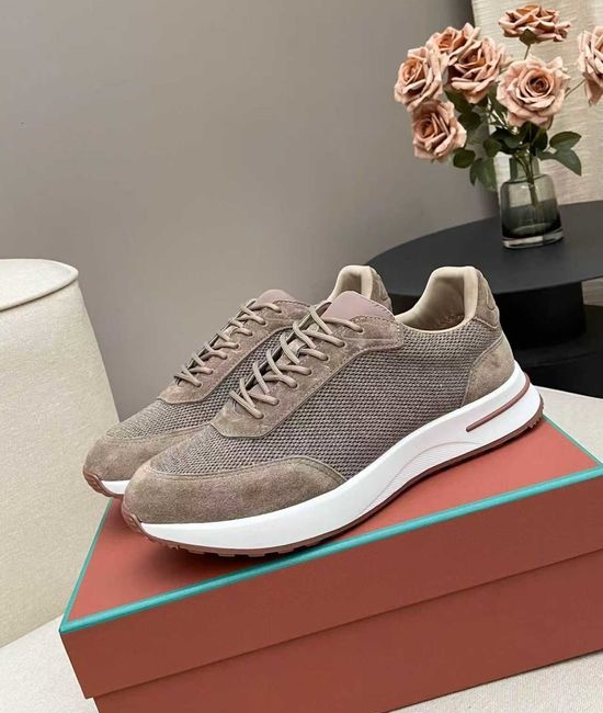 Loro Piana Low Top Sneakers Breathable Knit Upper Non-slip Sole