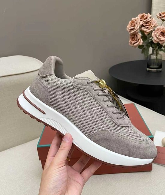 Loro Piana Low Top Sneakers Breathable Knit Upper Non-slip Sole