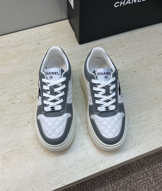 Chanel Quilted Lace-up Casual Sneakers Thick Comfort Sole