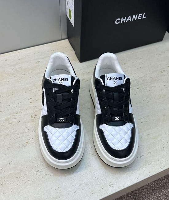 Chanel Quilted Lace-up Casual Sneakers Thick Comfort Sole