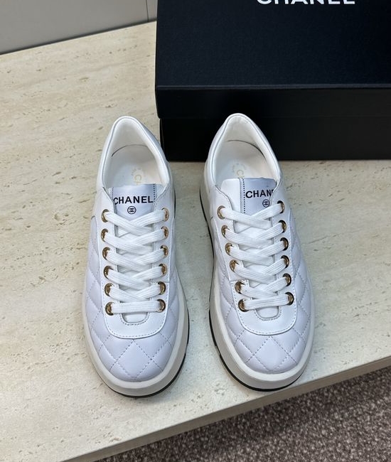 Chanel Color-block Lace-up Skate Shoes Soft Sheepskin Lining