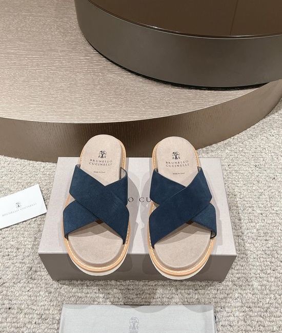 Brunello Cucinelli Premium Suede Slide Sandals with Adjustable Straps