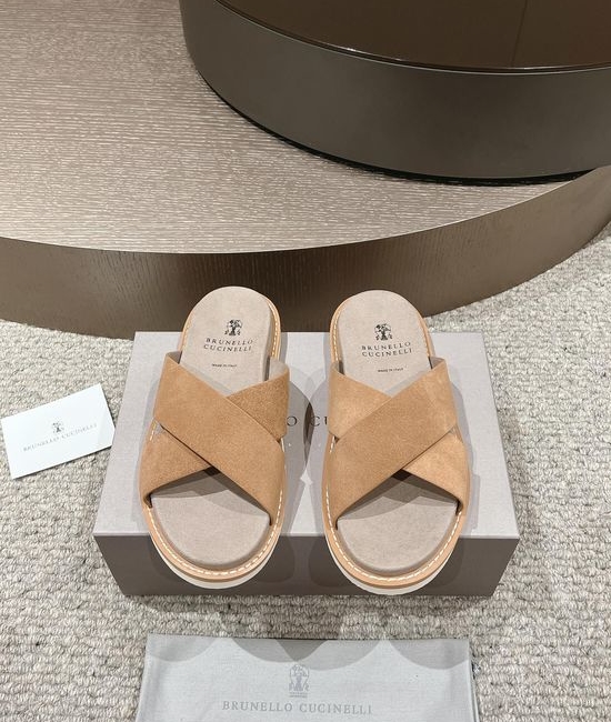 Brunello Cucinelli Premium Suede Slide Sandals with Adjustable Straps