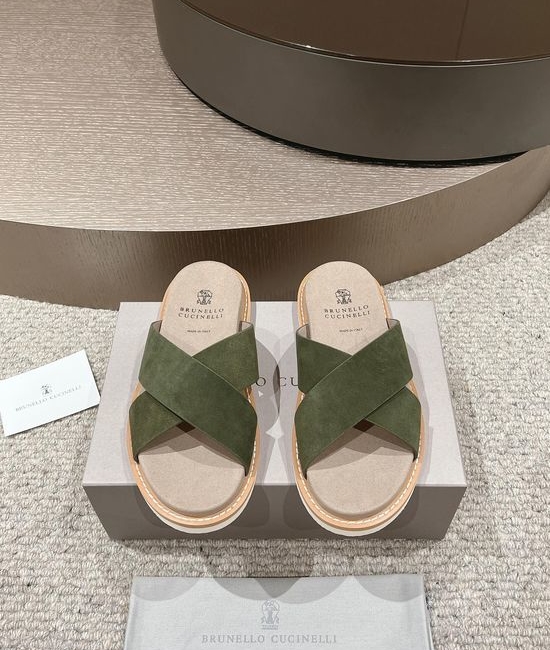 Brunello Cucinelli Premium Suede Slide Sandals with Adjustable Straps