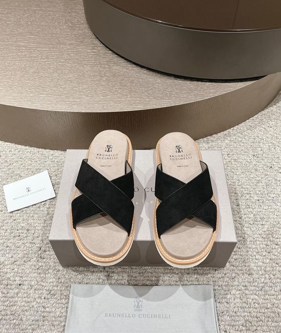 Brunello Cucinelli Premium Suede Slide Sandals with Adjustable Straps