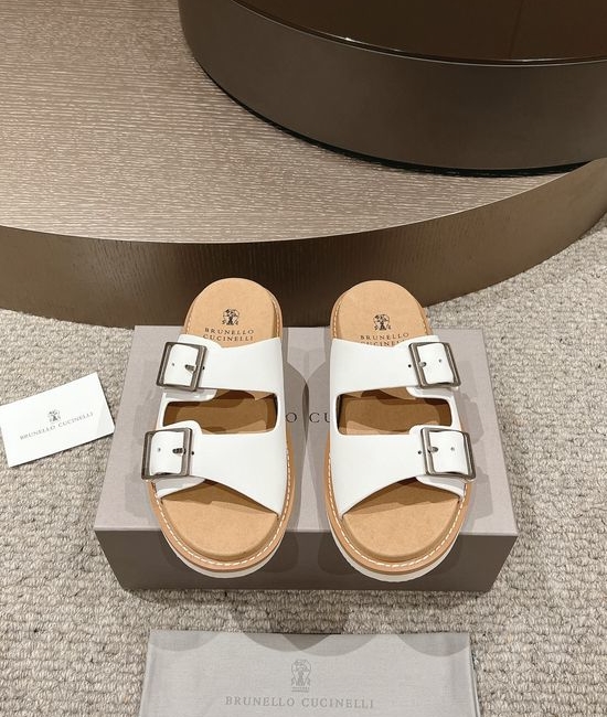 Brunello Cucinelli Suede Casual Slides Adjustable Strap Durable Rubber Sole