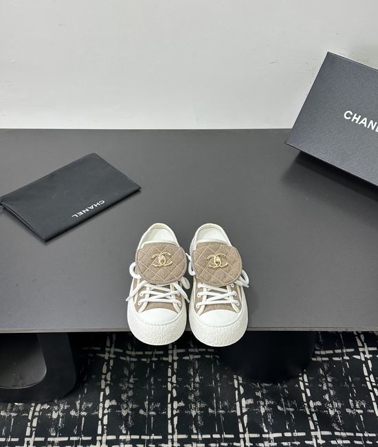 Chanel High-top Slip-on Casual Sneakers with Canvas Upper