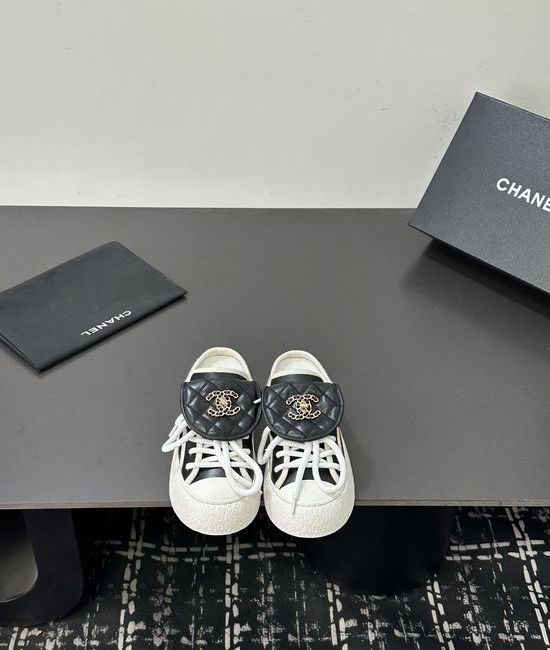 Chanel High-top Slip-on Casual Sneakers with Canvas Upper