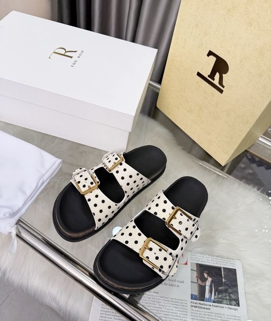 The Row Suede Buckle Decor Comfortable Flat Casual Slides
