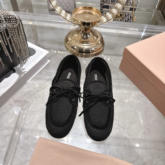 Miu Miu Vintage Suede Bow Decor Slip On Casual Shoes