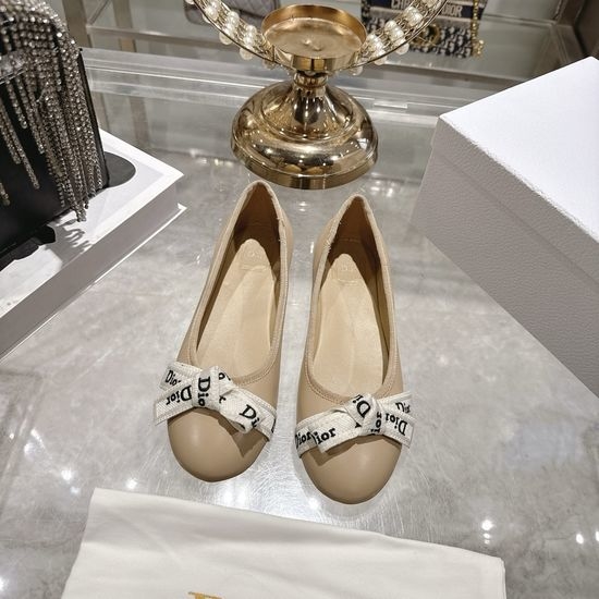 Christian Dior CD Embroidered Bow Flat Mary Jane Comfortable Casual Shoes