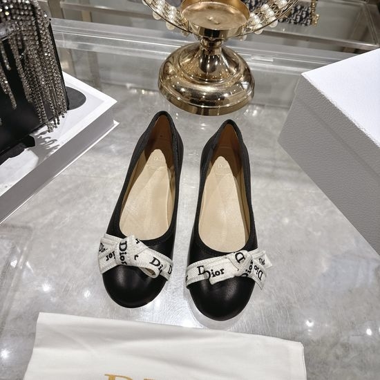Christian Dior CD Embroidered Bow Flat Mary Jane Comfortable Casual Shoes