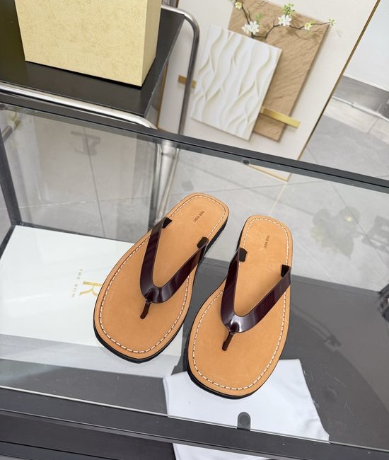 The Row Minimalist Genuine Leather Flip Flops