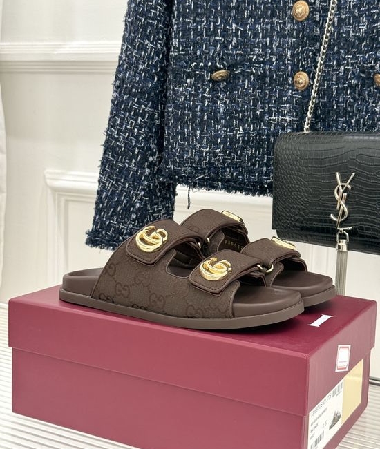Gucci Adjustable Hook And Loop Comfortable Slides Non-Slip Sole