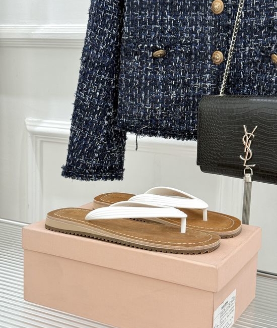 Miu Miu Minimalist Thong Sandals with Subtle Logo Detail