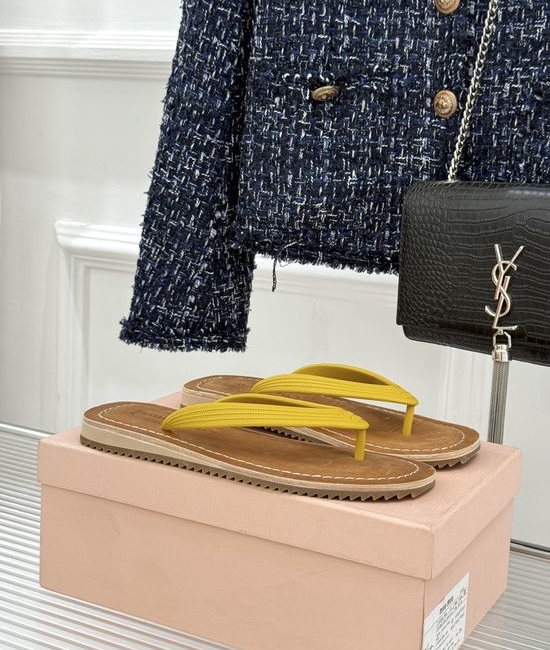 Miu Miu Minimalist Thong Sandals with Subtle Logo Detail