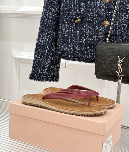 Miu Miu Minimalist Thong Sandals with Subtle Logo Detail