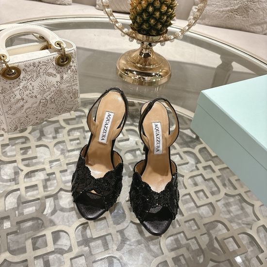 Aquazzura Handmade High-heeled Slippers with Pineapple Design