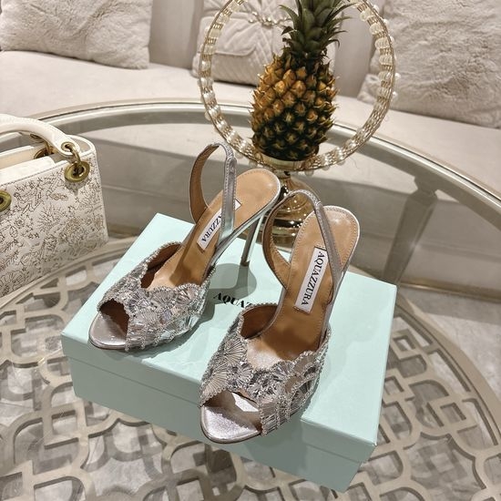 Aquazzura Handmade High-heeled Slippers with Pineapple Design