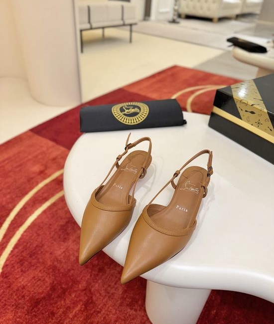 Christian Louboutine Pointed Toe Kitten Heel Elegant Sandals