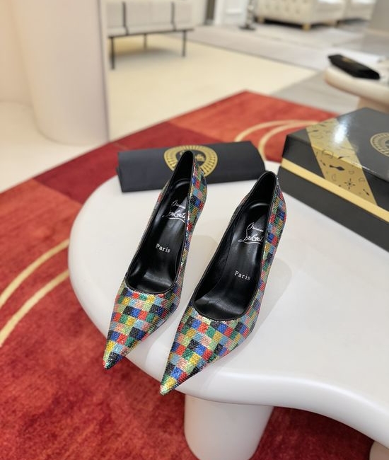 Christian Louboutine Sequin Pointed Toe High Heel Padded Insole Dress Shoes