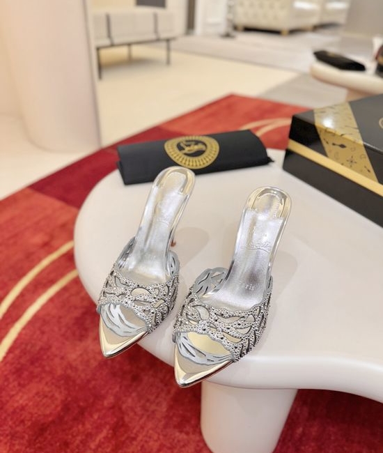 Maison Margiela MM6 Hollow Rhinestone Embellished High Heel Slides