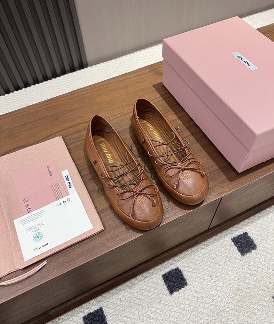 Miu Miu Soft Comfortable Bow Decor Ballet Flat Shoes