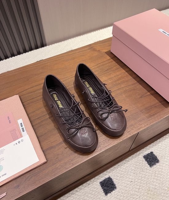 Miu Miu Soft Comfortable Bow Decor Ballet Flat Shoes