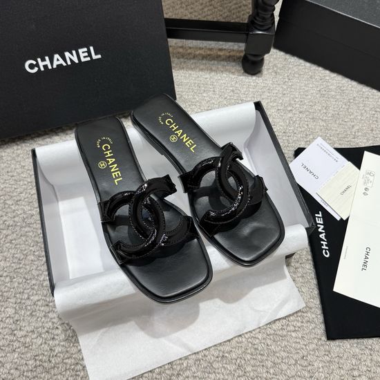 Chanel Classic Buckle Decor Leather Upper Comfort Slide Slippers