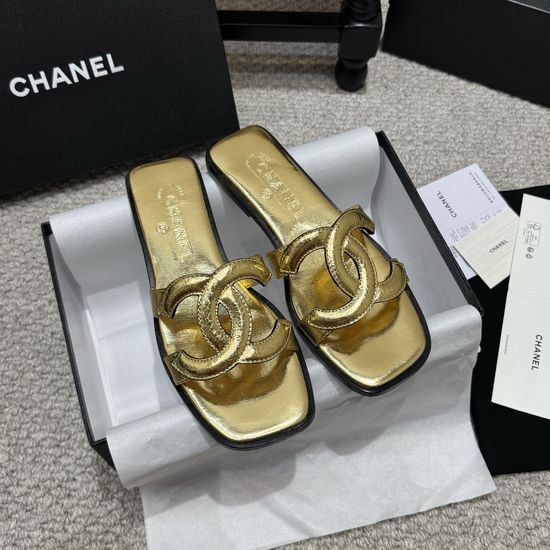 Chanel Classic Buckle Decor Leather Upper Comfort Slide Slippers