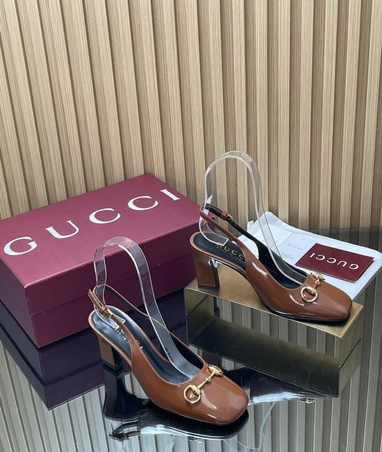 Gucci Block Heel Buckle Fastening Leather Dress Sandals