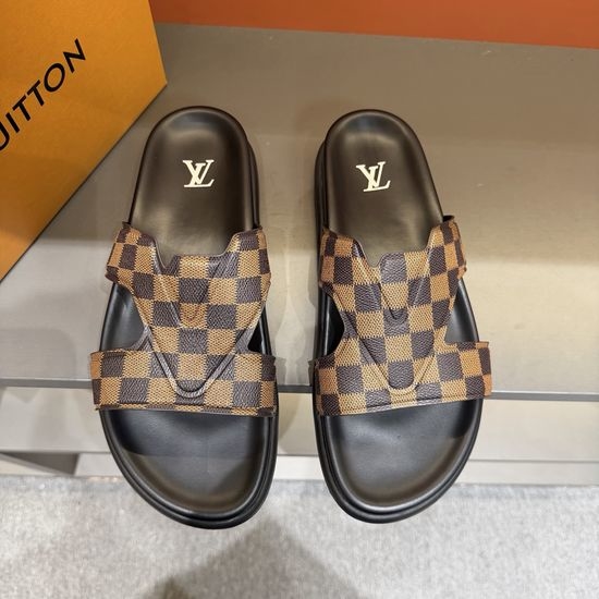 Louis Vuitton LV Premium Slippers Soft Leather Lining Non-slip Sole
