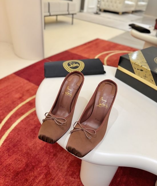 Christian Louboutine Satin Lace-Up Square Toe High Heel Pumps