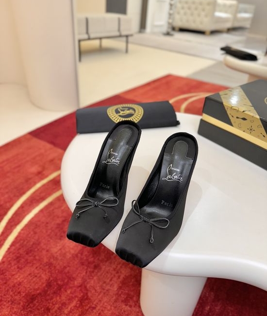 Christian Louboutine Satin Lace-Up Square Toe High Heel Pumps