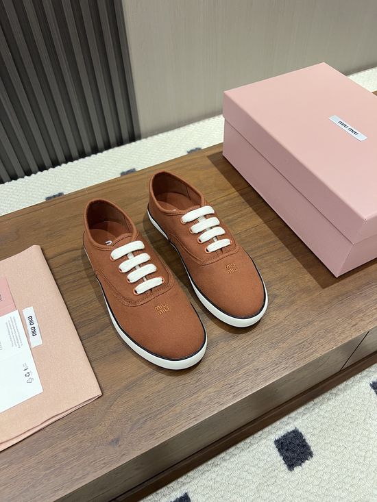 Miu Miu Logo Embellished Canvas Lightweight Casual Flats