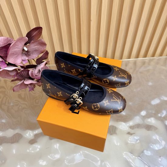 Louis Vuitton Mary Jane Low Heel Slippers Soft Rubber Sole Comfortable