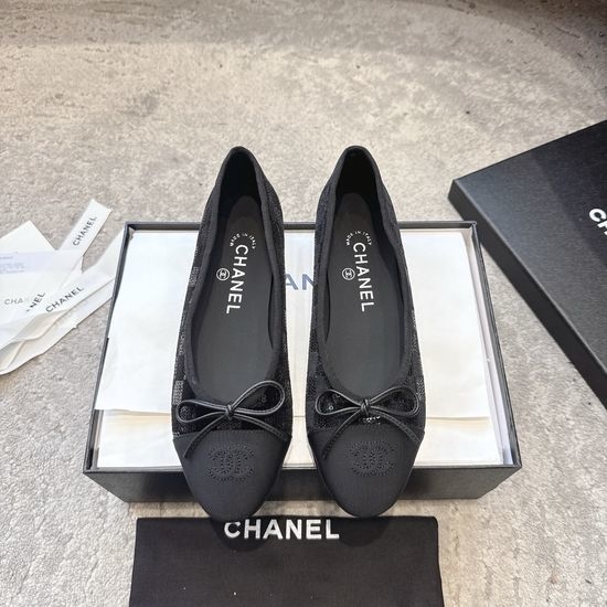 Chanel Elegant Daily Wear Velvet Ballet Flat Shoes
