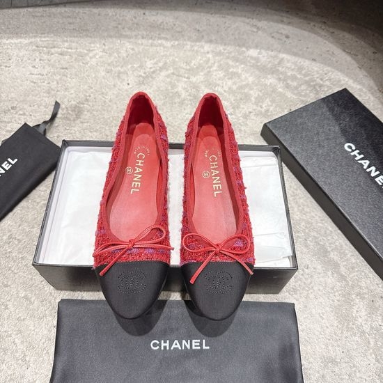 Chanel Elegant Daily Wear Velvet Ballet Flat Shoes