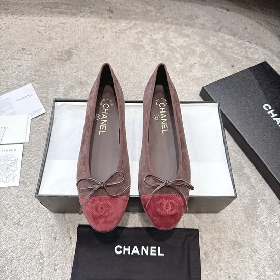 Chanel Timeless Comfortable Velvet Ballet Flat Shoes