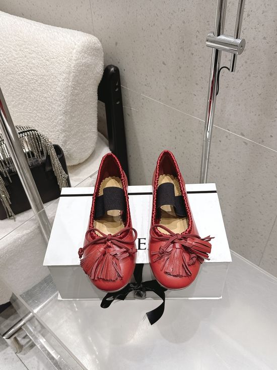 Cotemp Fringe Trim Soft Leather Ballet Flats With Cushioned Insole